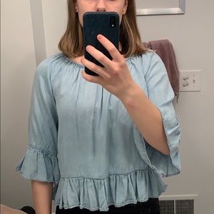 blue ruffled sanctuary top